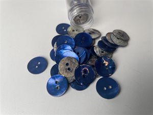Farvet perlemor knap - koboltblå, 15 mm